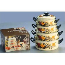 5pcs impression autocollant safty émailware pinnacle casserole ensemble